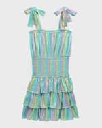 Image 1 of 3: Flowers by Zoe Girl's Metallic Stripe Dress, Size 4-6