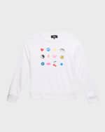 Image 1 of 6: Flowers by Zoe Girl's Multi Icon 3-Row Design Pullover, Size 4-6