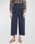 Image 2 of 6: Ulla Johnson Emery Wide-Leg Cropped Cotton Pant