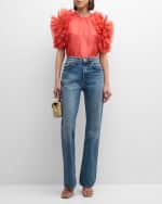 Image 5 of 6: Ulla Johnson Helene Ruffle-Sleeve Silk Top