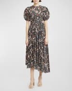 Image 2 of 6: Ulla Johnson Eden Puff-Sleeve Floral-Print Midi Dress