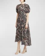 Image 5 of 6: Ulla Johnson Eden Puff-Sleeve Floral-Print Midi Dress