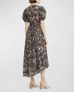Image 4 of 6: Ulla Johnson Eden Puff-Sleeve Floral-Print Midi Dress