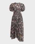 Image 1 of 6: Ulla Johnson Eden Puff-Sleeve Floral-Print Midi Dress