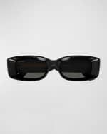 Image 3 of 3: Gucci Beveled Acetate Rectangle Sunglasses