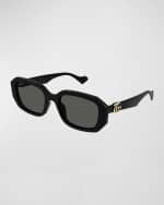 Image 2 of 3: Gucci Geometric Plastic Rectangle Sunglasses