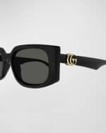 Image 2 of 3: Gucci GG Logo Plastic Rectangle Sunglasses