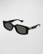 Image 1 of 3: Gucci GG Logo Plastic Rectangle Sunglasses