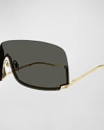 Image 2 of 3: Gucci Rimless Metal Shield Sunglasses