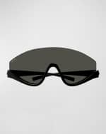 Image 3 of 3: Gucci Half-Rimmed Plastic Shield Sunglasses