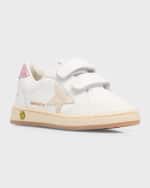 Image 4 of 5: Golden Goose Girl's Ballstar Leather Dual-Grip Sneakers, Kids