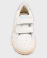 Image 5 of 5: Golden Goose Girl's Ballstar Leather Dual-Grip Sneakers, Kids