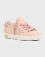 Image 4 of 6: Golden Goose Girl's Superstar Pink Suede Low-Top Sneakers, Kids