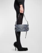 Image 2 of 5: Balenciaga Le Cagole Small Denim Sling Bag with Rhinestones