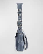 Image 5 of 5: Balenciaga Le Cagole Small Denim Sling Bag with Rhinestones