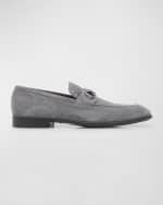 Image 1 of 6: Ferragamo Men's Foster Suede Gancini Bit Loafers