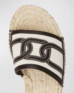 Image 4 of 4: Tod's Bicolor Linen Leather Espadrille Sandals