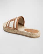 Image 3 of 4: Tod's Bicolor Linen Leather Espadrille Sandals