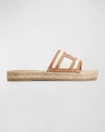 Image 1 of 4: Tod's Bicolor Linen Leather Espadrille Sandals