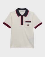 Image 1 of 3: Moncler Boy's Short-Sleeve Logo Polo Shirt, Size 4-6