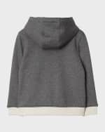 Image 2 of 2: Burberry Boy's EKD Box-Print Mèlange Hoodie, Size 3-14