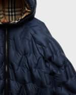 Image 3 of 3: Burberry Boy's Noah Check-Lined Tufted Puffer Jacket, Size 3-14