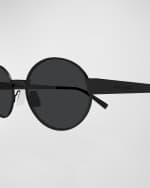 Image 2 of 3: Saint Laurent Logo Metal Oval Sunglasses