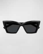 Image 1 of 3: Saint Laurent Beveled Acetate Cat-Eye Sunglasses