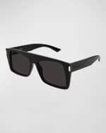 Image 1 of 3: Saint Laurent Vitti Flat-Top Acetate Rectangle Sunglasses