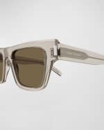 Image 2 of 3: Saint Laurent Men's SL 469 Acetate Rectangle Sunglasses