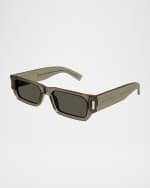 Image 3 of 3: Saint Laurent Men's SL 660 Acetate Rectangle Sunglasses