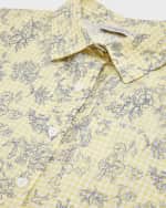 Image 3 of 5: Golden Goose Girl's Floral-Print Gingham Shirt, Size 4-10