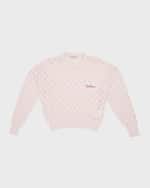 Image 1 of 5: Golden Goose Girl's Journey Pointelle Knit Heart Patch Sweater, Size 12-14