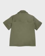 Image 2 of 3: Golden Goose Boy's Journey Embroidered Cotton Twill Button-Front Shirt, Size 6-10