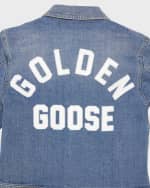 Image 3 of 3: Golden Goose Kid's Journey Patch Embroidered Stretch Denim Jacket, Size 4-10