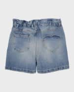 Image 2 of 5: Golden Goose Girl's Journey Medium Stone-Washed Denim Shorts, Size 12-14