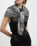 Image 2 of 4: Saint Laurent Carre Leopard-Print Silk Scarf