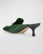 Image 3 of 6: Ferragamo Eloyde Croco Loafer Mules