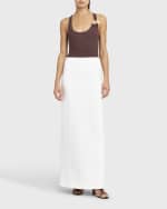Image 4 of 5: Ferragamo Bonded Linen Toile Maxi Skirt