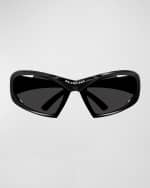 Image 3 of 3: Balenciaga Beveled Plastic Wrap Sunglasses