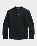 Image 1 of 6: Ralph Lauren Purple Label Men's Ryland Textured Linen Popover Shirt