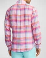 Image 5 of 6: Ralph Lauren Purple Label Men's Cassis Plaid Linen Button-Down Shirt