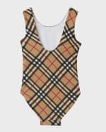 Image 2 of 4: Burberry Girl's Tirza Check One-Piece Swimsuit, Size 3-14