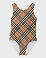 Image 1 of 4: Burberry Girl's Tirza Check One-Piece Swimsuit, Size 3-14