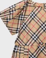 Image 3 of 3: Burberry Girl's Jada Cotton Twill Check Dress, Size 3-14