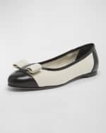Image 4 of 5: Ferragamo Varina Linen Bow Ballerina Flats