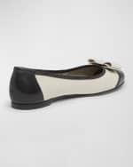 Image 2 of 5: Ferragamo Varina Linen Bow Ballerina Flats