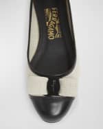 Image 3 of 5: Ferragamo Varina Linen Bow Ballerina Flats