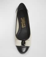 Image 5 of 5: Ferragamo Varina Linen Bow Ballerina Flats