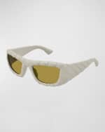 Image 1 of 3: Bottega Veneta Woven Plastic Rectangle Sunglasses